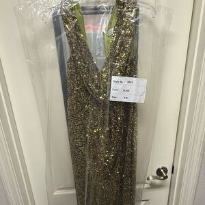 Mac Duggal Gold Sequin Dress